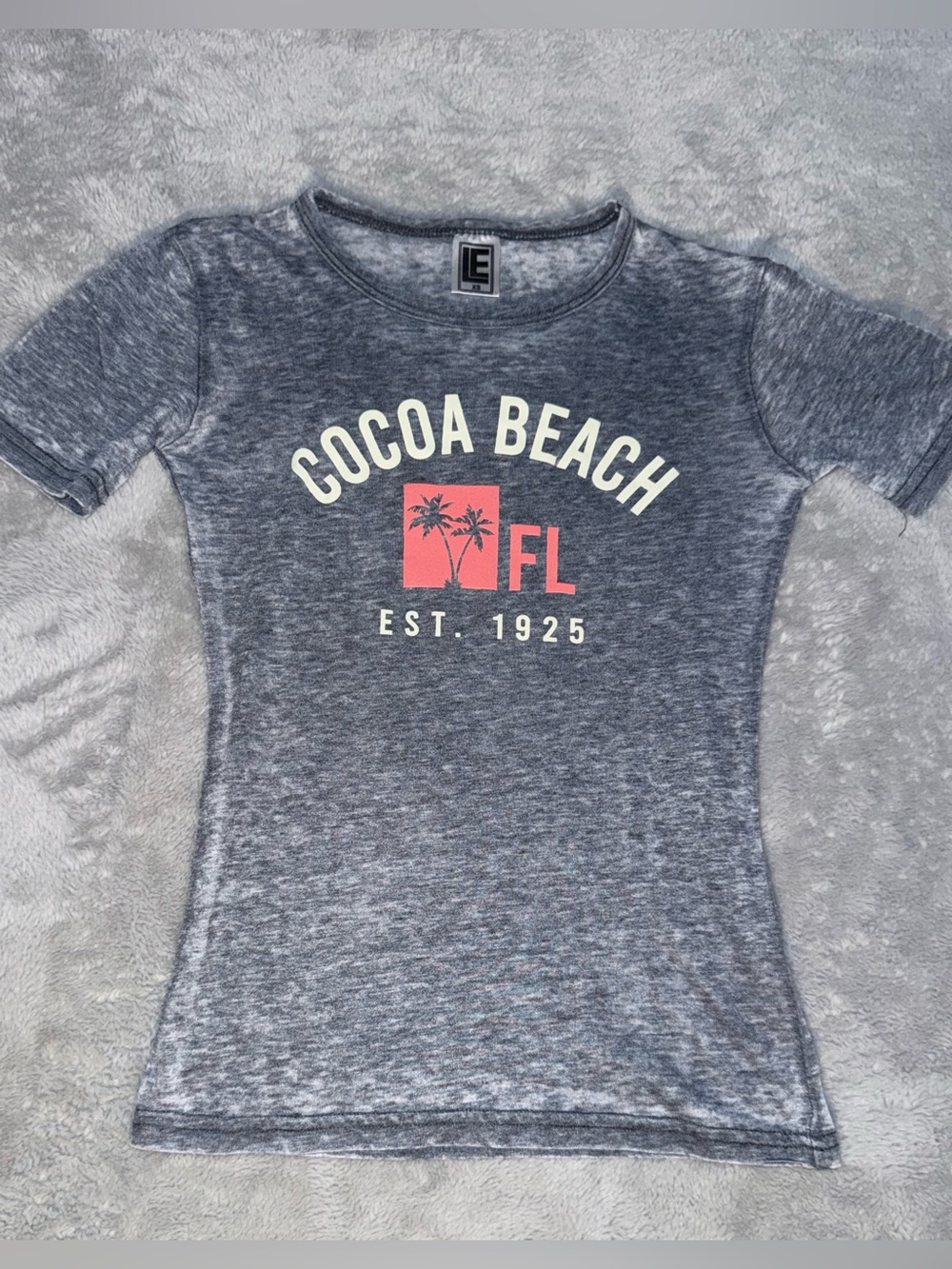 Cocoa Beach FL Short Sleeve Tee - Gray with Pink Graphic